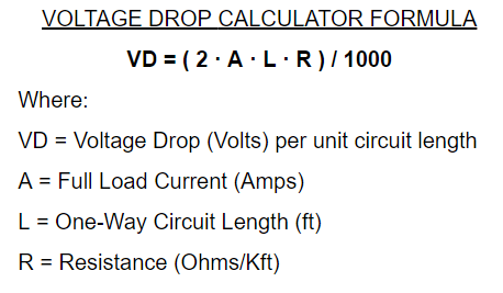 Basic Formula for Voltage Drop Calculation
