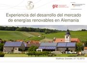 Experience of market development of renewable energies in Germany (spanish)